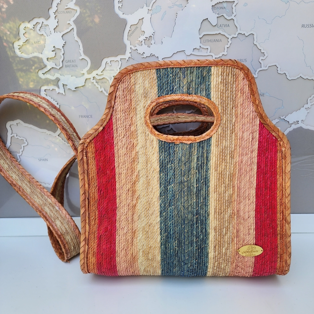 Josephine Alexander Collective Straw Tote Crossbody Bag Multicolor Large - Picture 6 of 13
